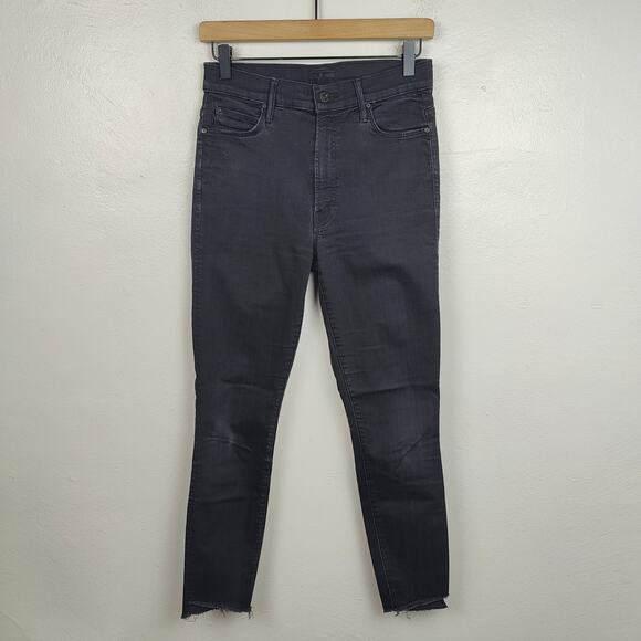 Mother Stunner Zip Ankle‎ Step Fray Womens 27 Not Guilty Black Wash Skinny Slim - Picture 1 of 13